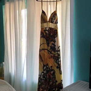 Yellow and leopard beaded dress